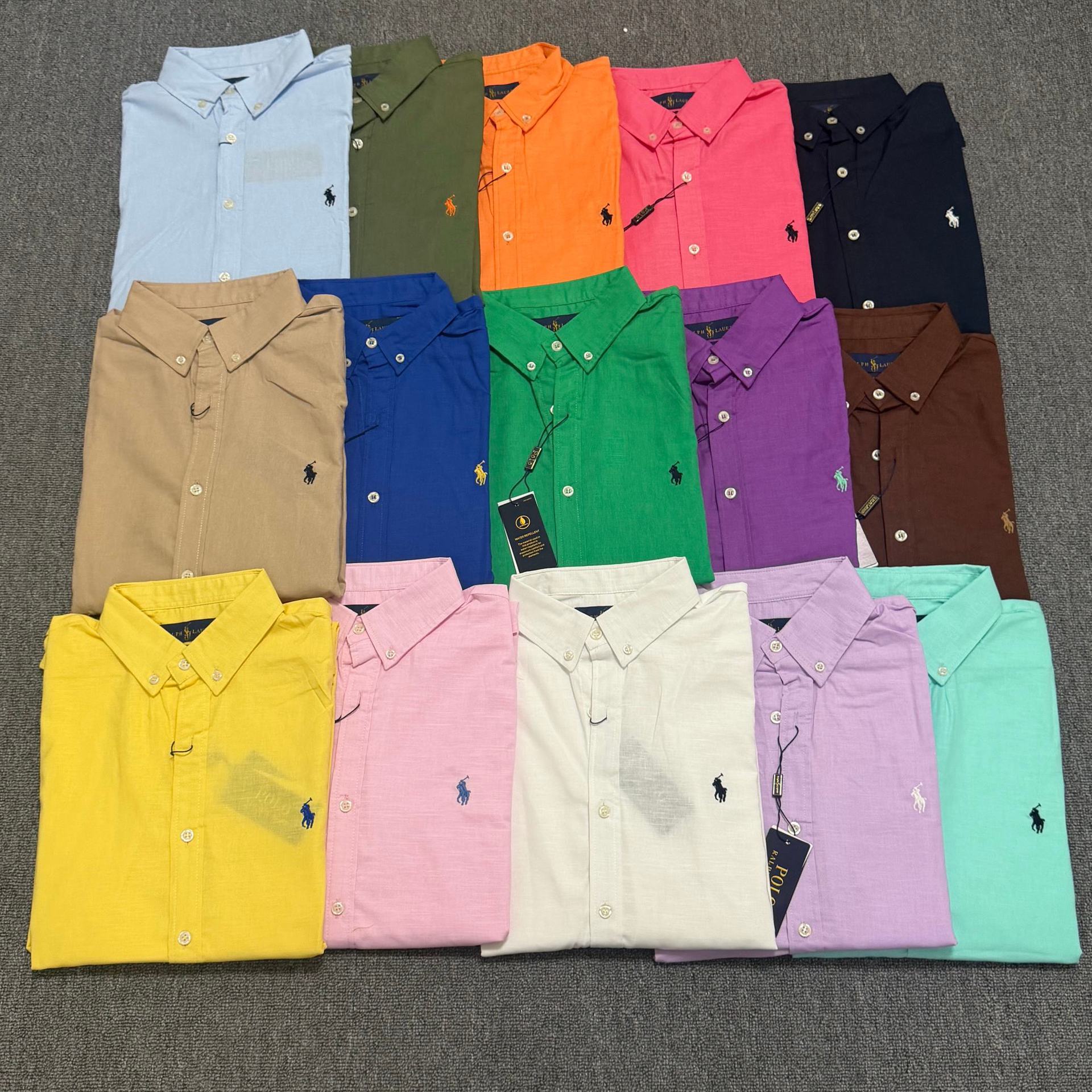 High-End Version of Ralph Lauren Classic Embroidered Pony Logo Unisex Candy-Colored Linen Shirt, Summer Thin Style Top