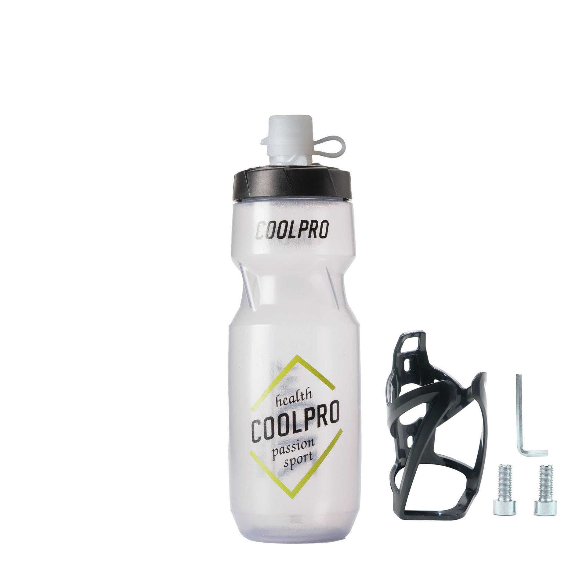 Teapot, black bottle holder, wrench