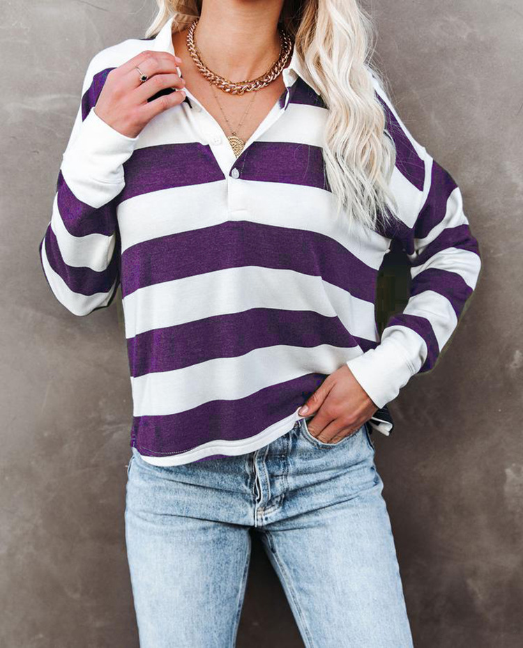 loose striped long-sleeved T-shirt nihaostyles wholesale clothes NSLZ93620