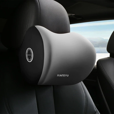 Waist support: Backrest Car Latex Lumbar Cushion - gray-headrest