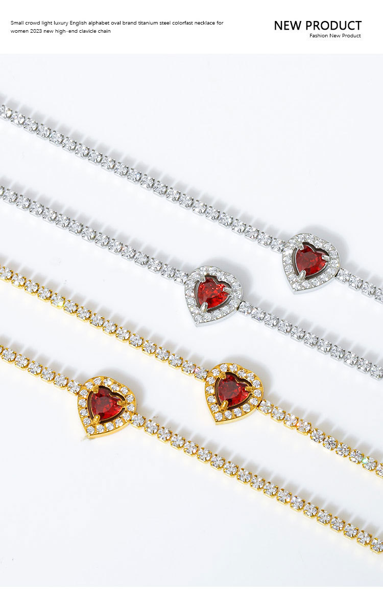 Titanium Steel Material Simple Style Heart Shape Titanium Steel Zircon Bracelets In Bulk