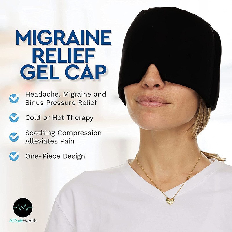 Migraine Relief Hat gel compresa de hielo cubierta de la cabeza de la compresa fría cubierta de la cabeza de enfriamiento dolor de cabeza de la compresa fría y caliente