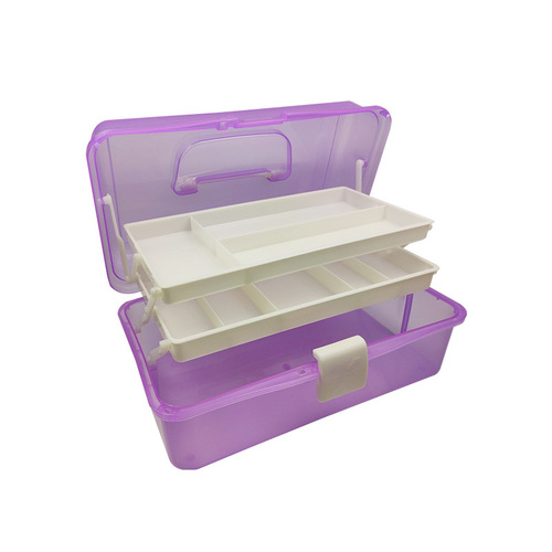 Factory-provided large three-layer transparent plastic foldable 671 color home storage manicure painting hardware art tools box