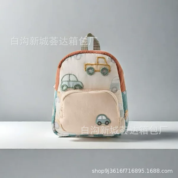 2024 New Cartoon Embroidery Cute Children Backpack Kindergarten Boys and Girls Schoolbag