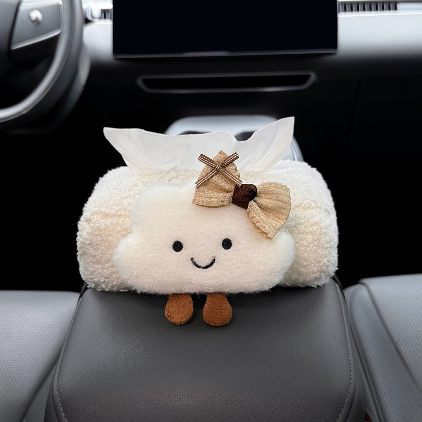 2026 New Model Car Tissue Box, Armrest Box Tissue Holder, Seat-mounted Car Tissue Bag, Cute Cloud Design for Women