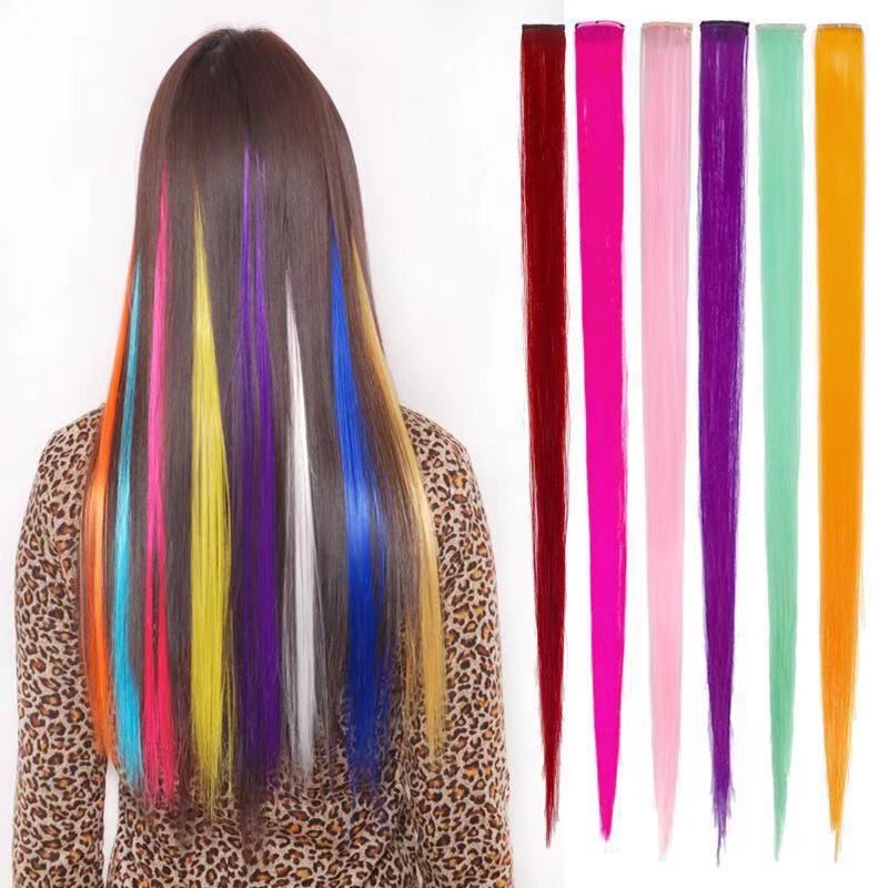 Colored Hair Extensions, Seamless Highlights, Colored One-Clip Ear-Dyeing Gradient Straight Hair Clips