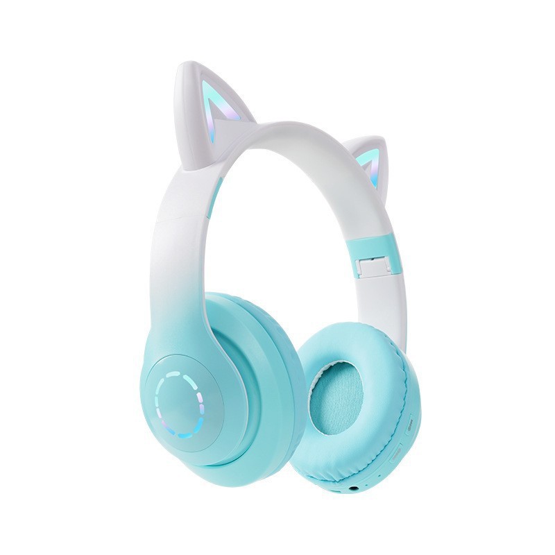 クロスボーダー新しいヘッドマウント Bluetooth ヘッドセット LED 発光ゲームワイヤレスカードグラデーションカラー Bluetooth ヘッドセット卸売|undefined
