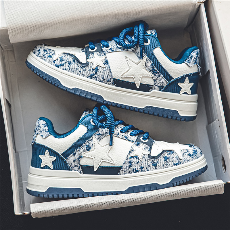 Scarpe casual uomo stelle low top allacciate stile coreano_voghion.com