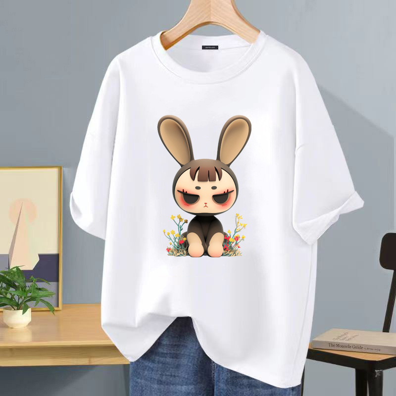 Camiseta de manga corta blanca de seda de hielo, logotipo impreso, ropa de clase, ropa de trabajo de bricolaje, camiseta de cuello redondo, manga corta impresa