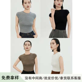 60支 版型巨好 无缝短袖针织衫半袖打底上衣圆领T恤女 羊毛衫修身