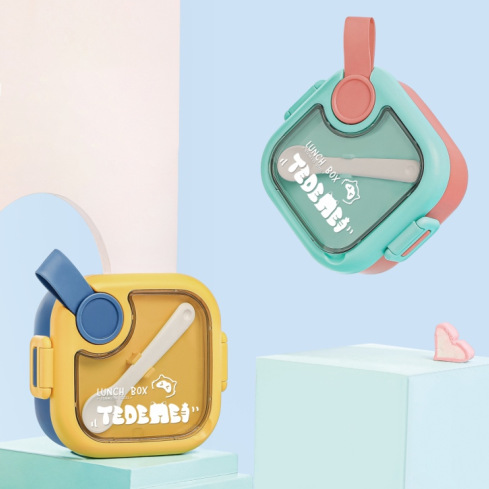 Cross-border Children's Food Bowl with Sealed suit Plastic Lunch Box with Tableware Baby 304 Stainless Steel Food Box