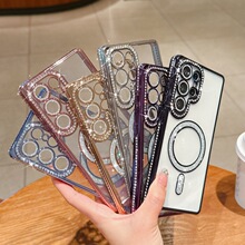 S25适用三星S24+电镀边钻引磁带镜头膜S23防摔A14 手机壳A34/A54
