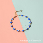 欧美亚马逊 爆款18K恶魔之眼不锈钢镀金手链 钛钢圆眼睛幸运护符