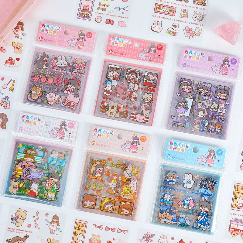 Пикап West Xi Diary серии ПЭТ наклейки пакет милая девушка ветер DIY ручной подбор декоративный материал коллаж 20 шт.