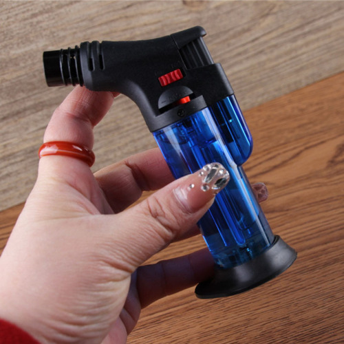Transparent plastic welding gun inflatable windproof lighter home moxibustion lighter lock fire foreign trade cross-border wholesale