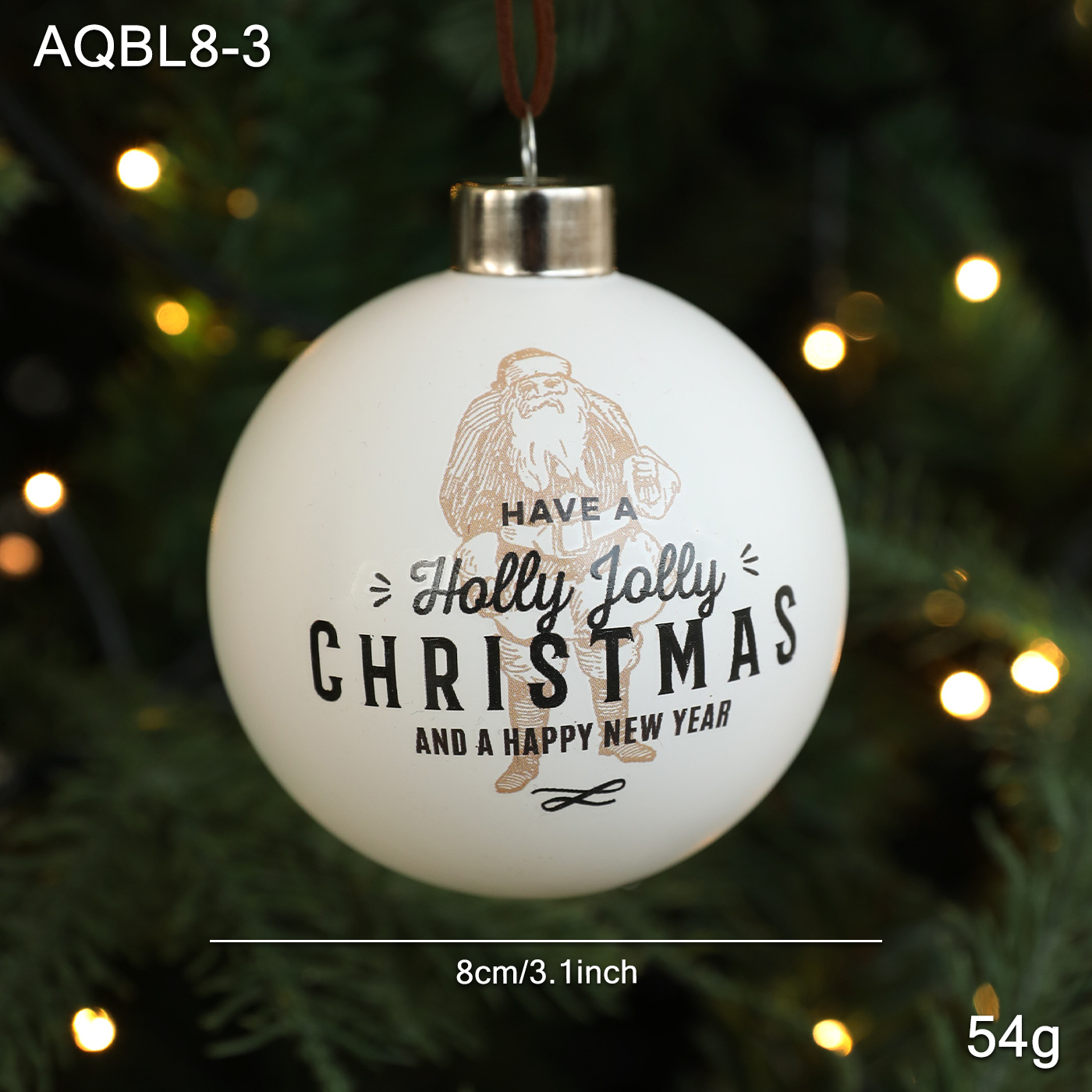 8CM bola de vidrio blanco impresa en color bola colgante árbol de Navidad decoración decorativa colgante de bola hueca decoración festiva