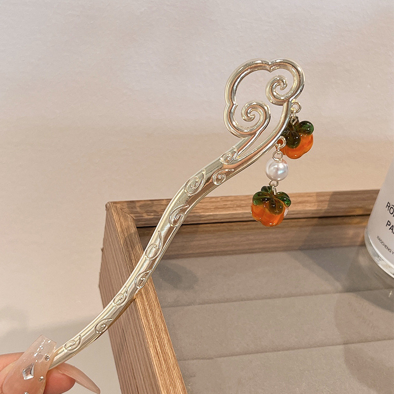 Persimmon Ruyi Xiangyun horquilla al por mayor accesorios para el cabello de horquilla de alto grado de las mujeres cabeza de bola moderna simple horquilla de una palabra