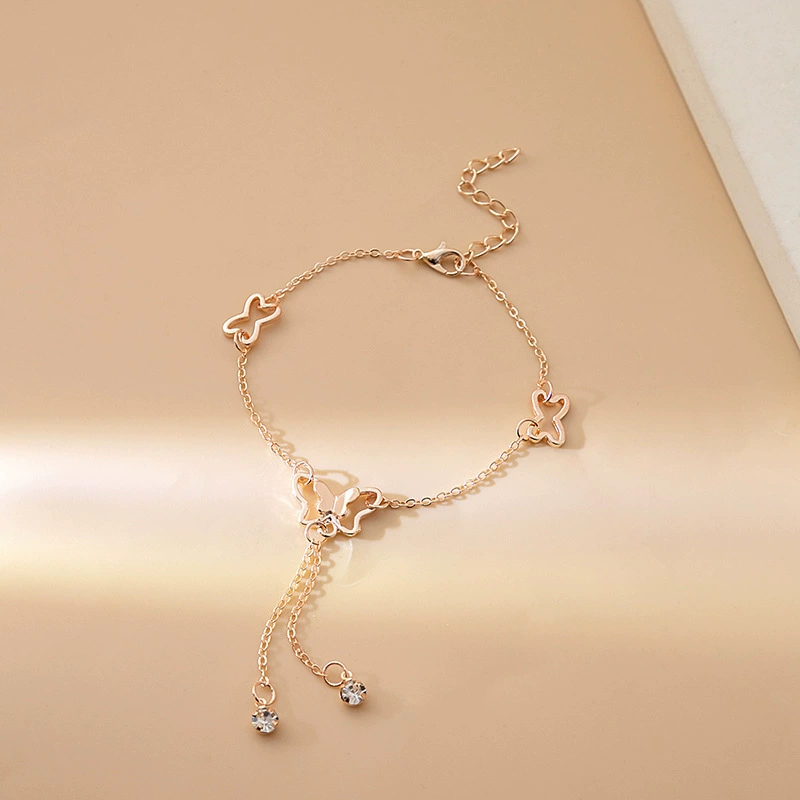 Европейский и американский стильный элегантный пляжный браслет-бабочка с бриллиантами для женщин, легкие роскошные и высококачественные аксессуары для ног.