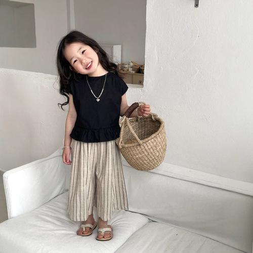 2025 Spring and Summer Girls' Short-Sleeve Set Children's Fashion and Trendy Sports and Leisure Two-Piece Set Baby Clothes