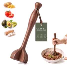 实木绞肉搅拌压碎器厨房料理碎肉搅拌棒木质多瓣捣碎器肉馅搅拌器