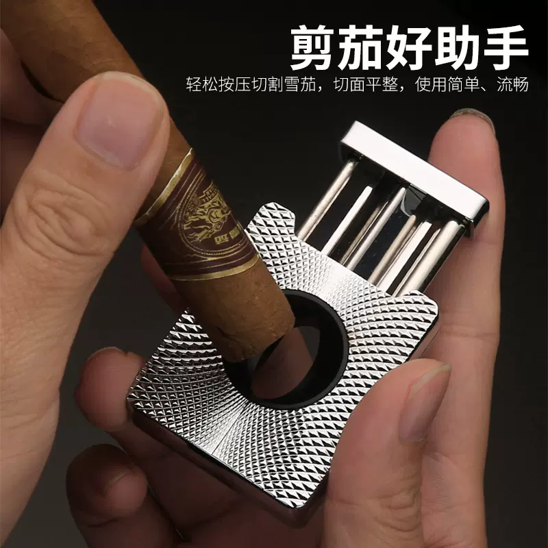 高档雪茄剪配件金属v型弹簧剪刀便携式锋利高端烟具礼品批发跨境