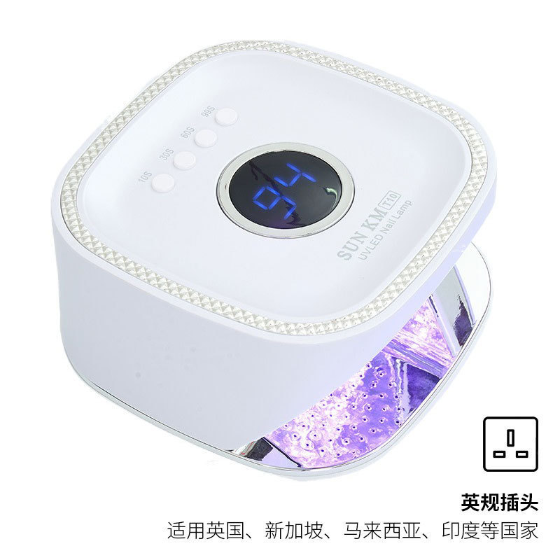 Lámpara de manicura reflectante de acero inoxidable base metálica de manicura lámpara de horneado 48W luz de fototerapia de alta potencia pegamento de manica lámpara UVLED