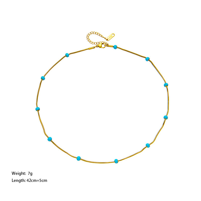 11g Weight 0.03µm-0.05µm Gold Plating Thickness PVD Coated Gold Plating Process Real Gold Plated Plating Material Necklace Classification PVD Coated Real Gold Plated 18K Gold Jewelry 304 Stainless Steel Vacation Waterproof Non Tarnish 304 Stainless Steel Necklace