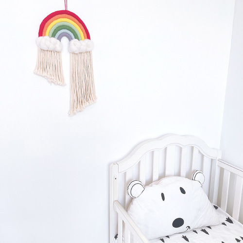 ins decoration Nordic style home decoration children's room pendant woven rainbow cloud tassel hanging wall decoration pendant