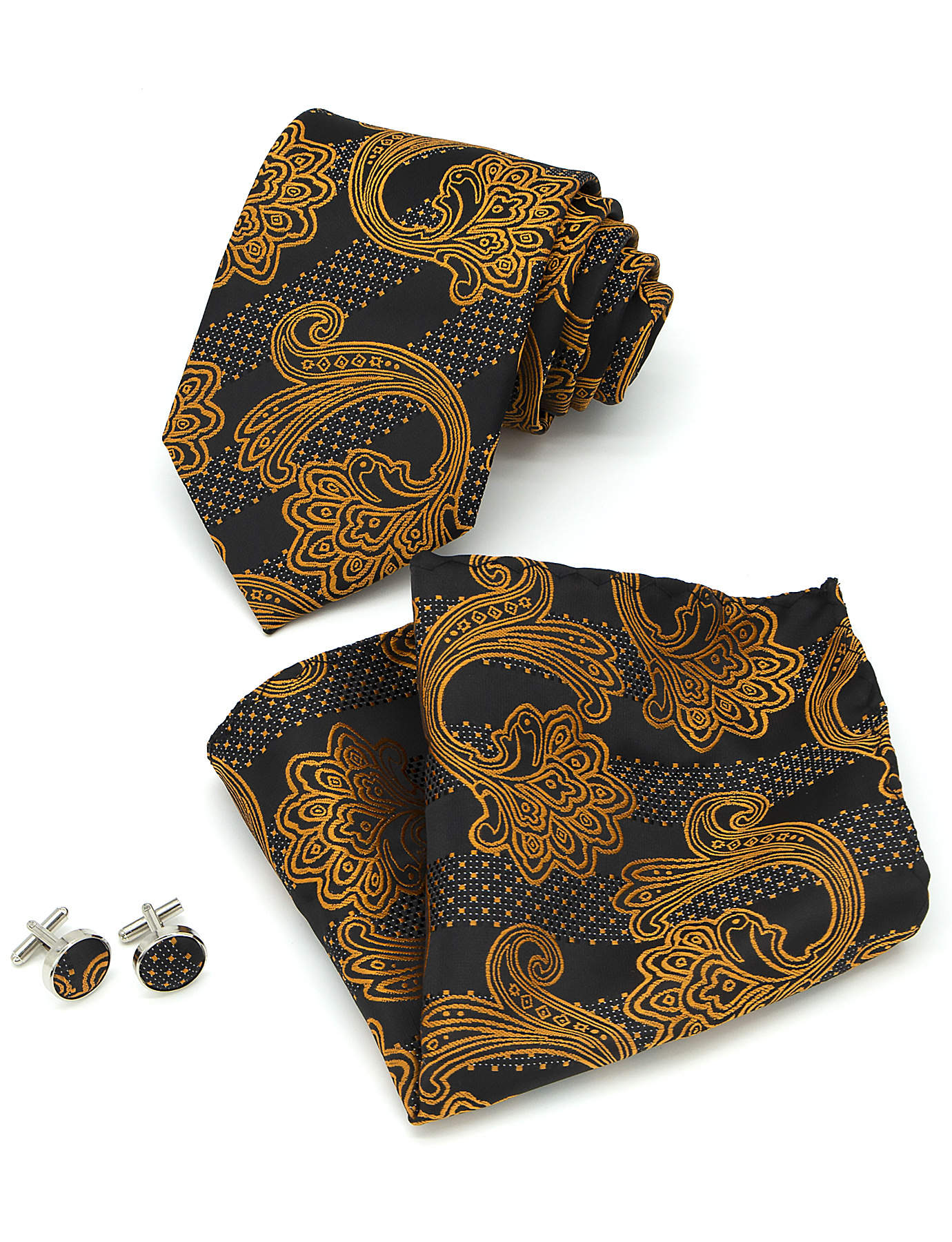 Business Formal Printing Cashew Nuts Polyester Men's Cufflinks Tie display picture 7