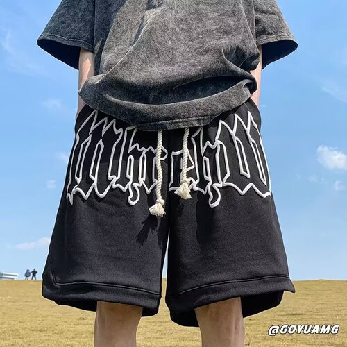 Men's Summer American Style Bootcut Bubble Shorts, Casual Trendy Brand Ins Sports Loose Plus Size Basketball Pants