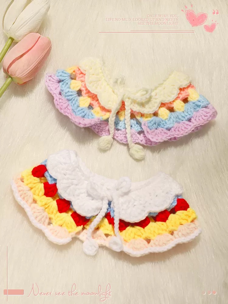 宠物渐变色围脖布偶折耳美短加菲金渐层猫脖配饰猫咪编织围巾饰品