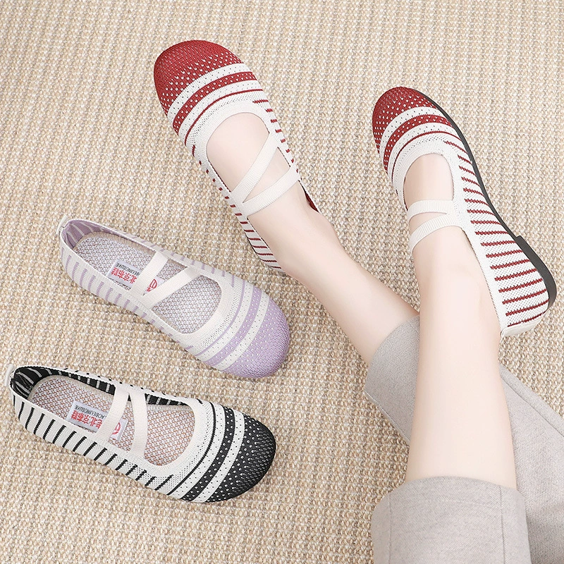 Summer slip-ons, breathable shoes for mother, non-slip casual footwear, for middle age