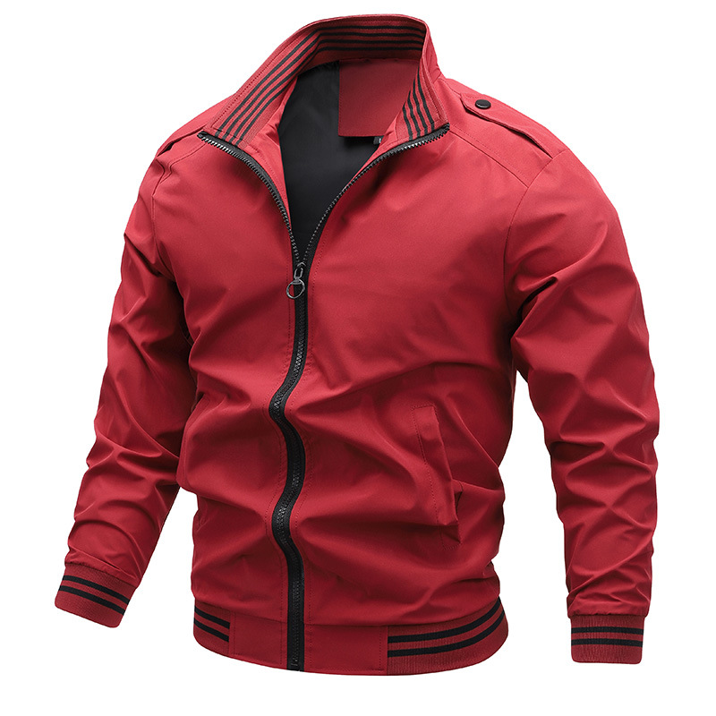 Transfronterizo de otoño chaqueta de hombre nueva moda de ropa de cuello vertical de primavera y otoño relajado chaqueta de color sólido
