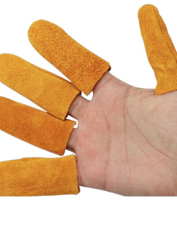 牛皮指套隔热防烫耐磨打磨干活防刺扎加厚防冻保暖防护拇手指头套