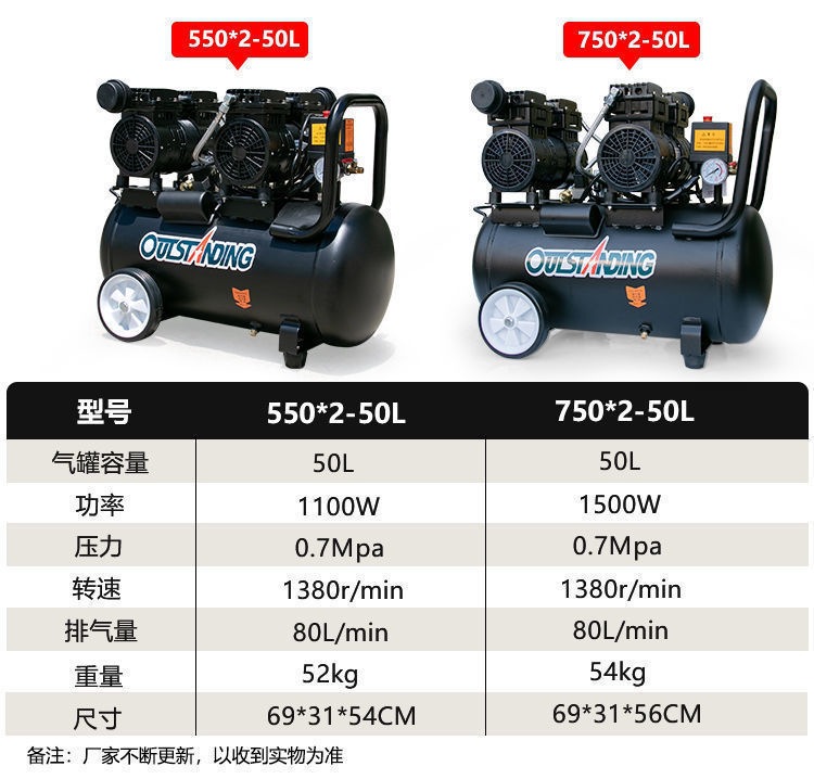 Atus Air Pump Air Compressor Oil-Free Silent Auto Repair Air Compressor 220V Small Woodworking Spray Paint Air Pump