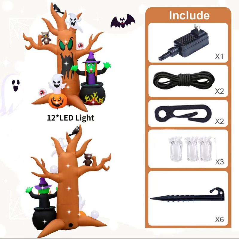 クロスボーダー热い贩売ハロウィーンゴーストツリー魔女幽霊カラスブラッドビーズインフレータブル空気モデル屋外ホラー装饰|undefined