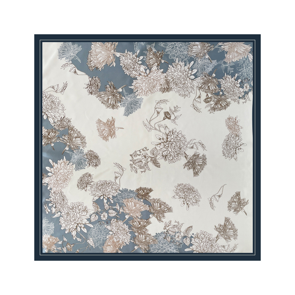 Women's Large Square Silk Scarf 90x90cm Retro Style Print Headscarf Middle Eastern Satin Fashion Accessory_voghion.com