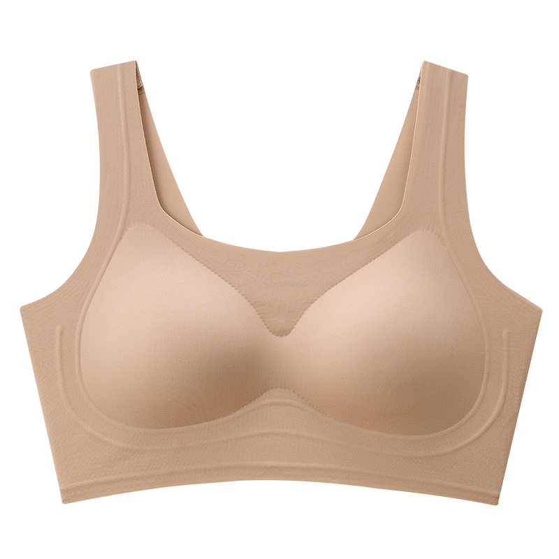 Ropa interior de tirantes anchos y delgados sin marcas, cómoda para mujeres, sensación cero, pequeña acumulación de pecho, chaleco de soporte suave sin anillo de acero, sujetador cultural