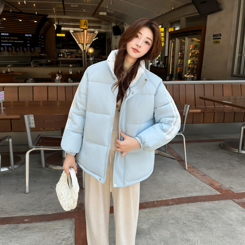 2025 ropa de algodón de pluma de invierno nueva ropa de algodón con cremallera coreana para mujeres suelta gruesa chaqueta de pan caliente para estudiantes