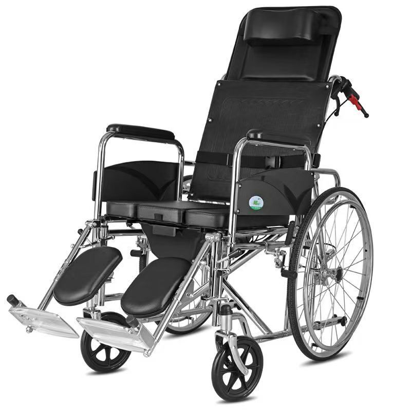 Hospital-Style Wheelchair for the Elderly, Lightweight Foldable Trolley for the Disabled, Manual Wheelchair, Portable Model
