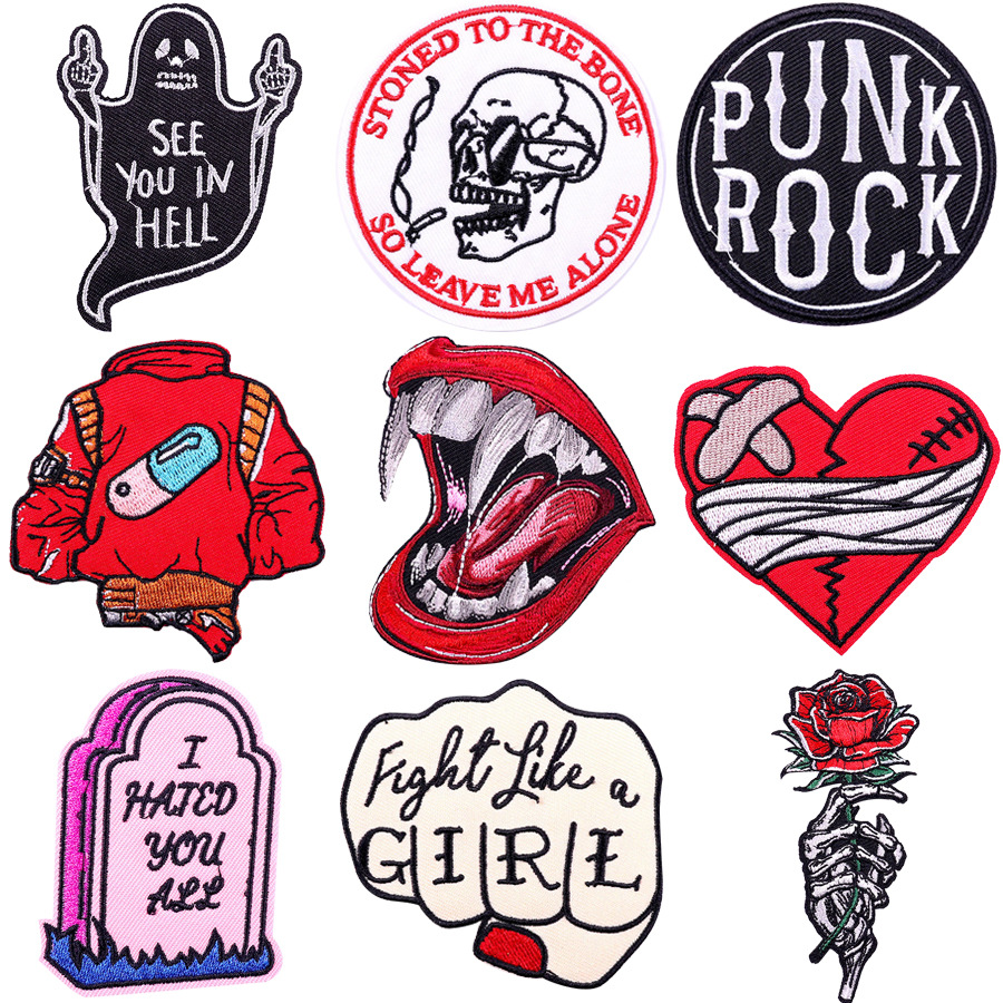 Retro Punk Lips Letter Cloth Cloth Sticker display picture 1