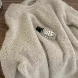宽松打底内搭绒软女冬季上衣浣熊感马海毛针织糯套头毛衣慵懒