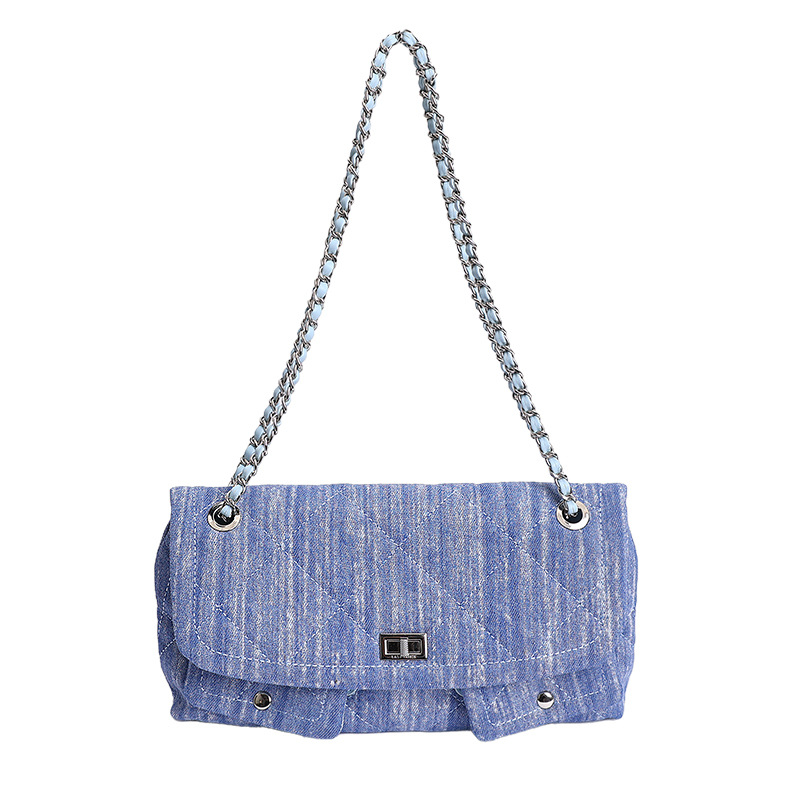 2026 nueva cadena de rango bolso azul vaquero de hombro de viaje de moda alta capacidad versátil mochila