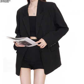 小个子黑色西装外套女春秋季2025年新款韩系休闲职业通勤气质西驰
