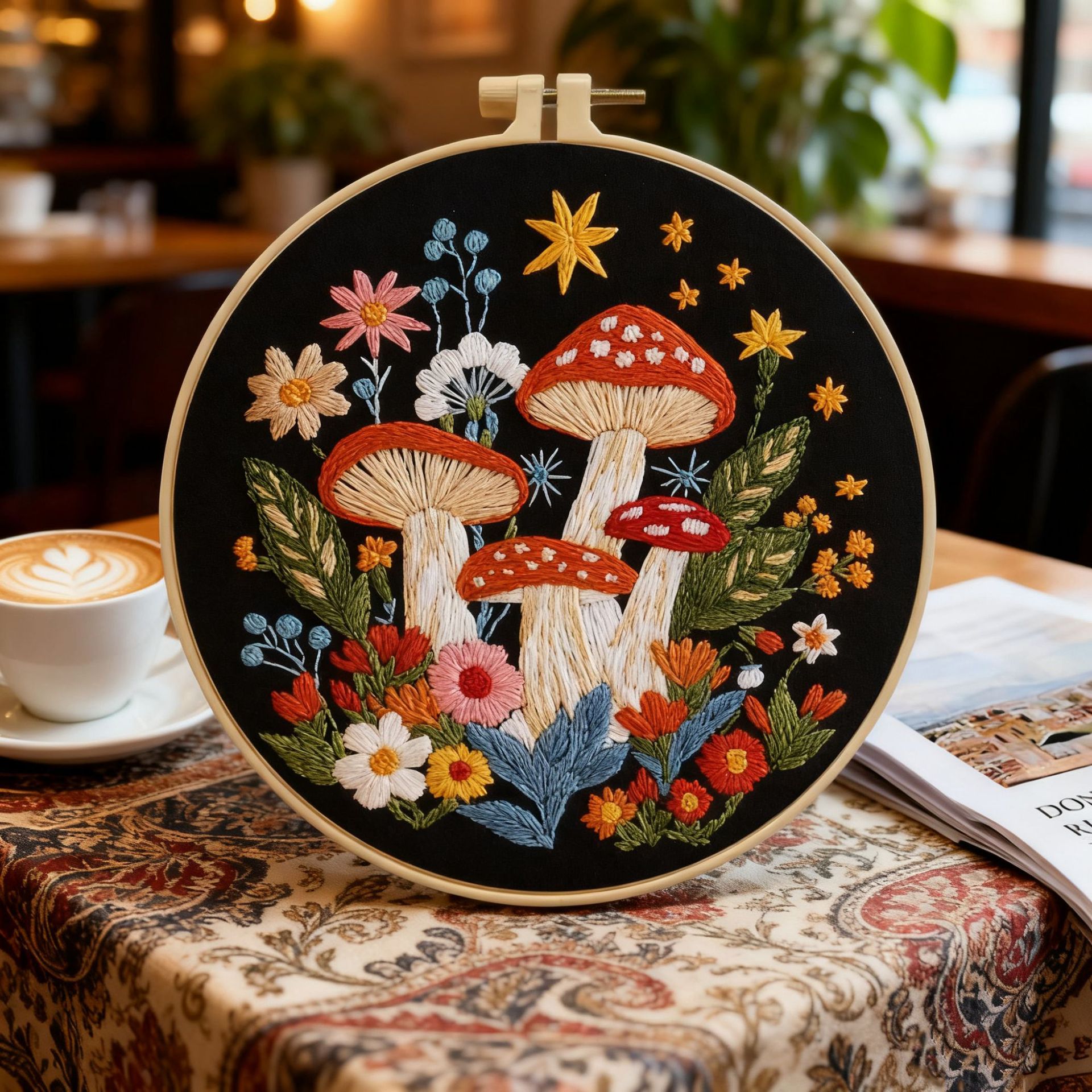 2025 nuevos productos transfronterizos paquetes de materiales de bordado DIY flor de bordado para principiantes Kit de bordado con fondo negro no completo