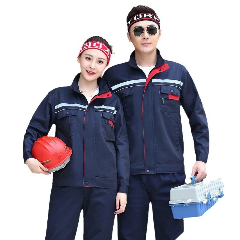 Комплект рабочей одежды с длинным рукавом мужской весенний и осенний износостойкий костюм для страхования труда