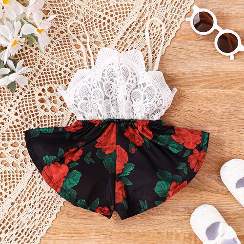 New Arrival Children's Clothing Baby Girls' Lace Floral Romper Summer European and American Style Girls' Suspender Shorts