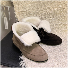 羊皮羊毛雪地靴2025冬季新款加绒老钱风棉靴真皮短靴翻边