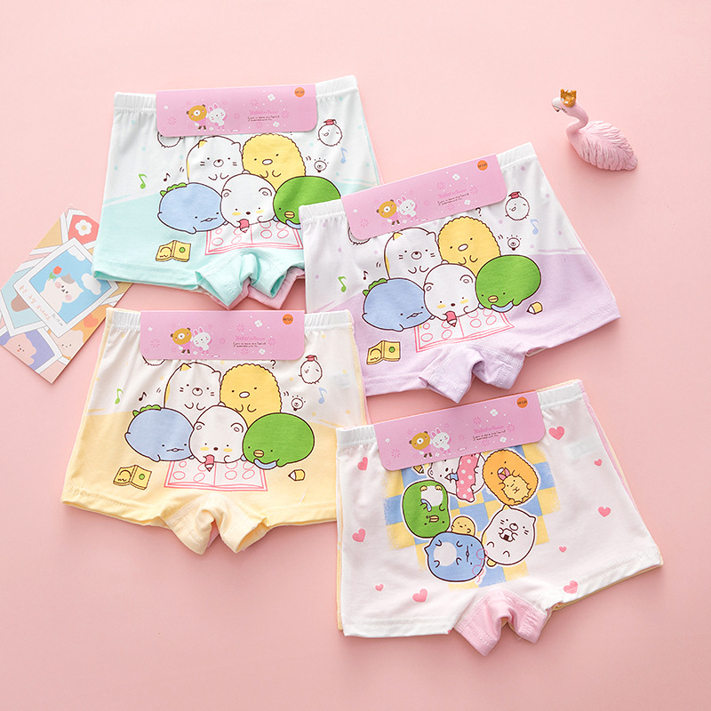 [6 pieces] Children's underwear, girls' modal soft shorts, boxer briefs, summer thin, medium and large children's girls four