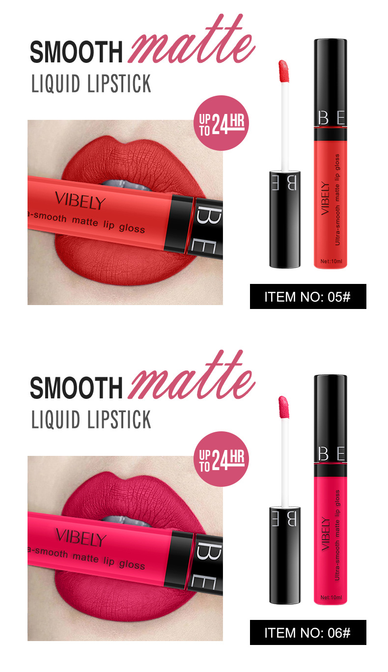 VIBELY Cross-border Makeup Amazon matte non-stick cup lip gloss Non-fading long-lasting liquid Lipstick Export version undefined